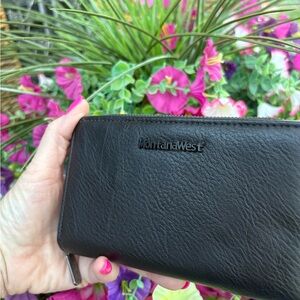 Montana West Black Leather Card Wallet with ID Window